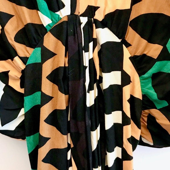 ZARA Printed Draped Kaftan Dress Safari Geo Kimono - Picture 6 of 8